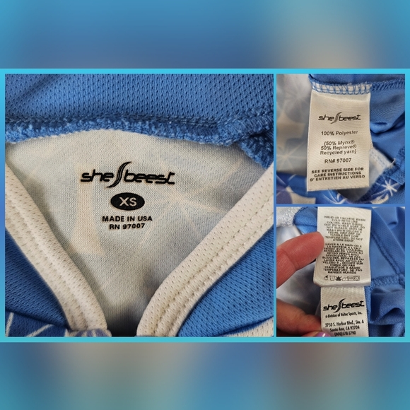 SheBeest Cycling Jersey Womens Blue Leaf 1/2 Zip - Picture 3 of 16